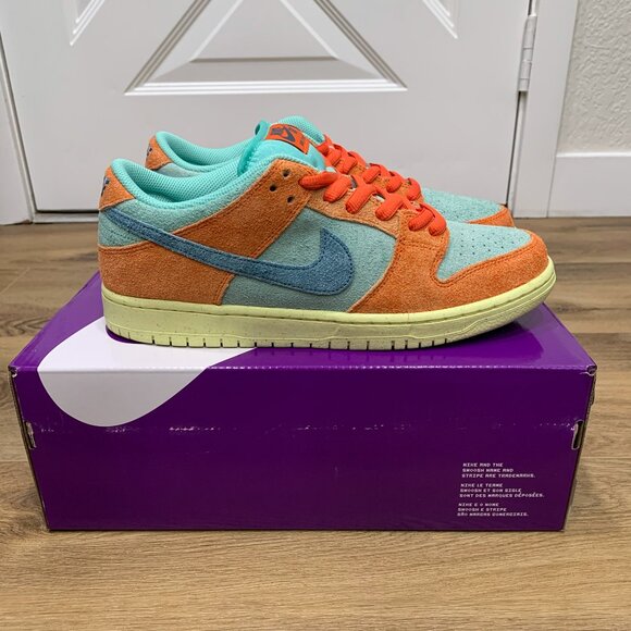 Nike SB Dunk Low "Orange/Noise Aqua/Emerald Rise" (LIGHTLY USED, 9.5M) - Picture 1 of 8
